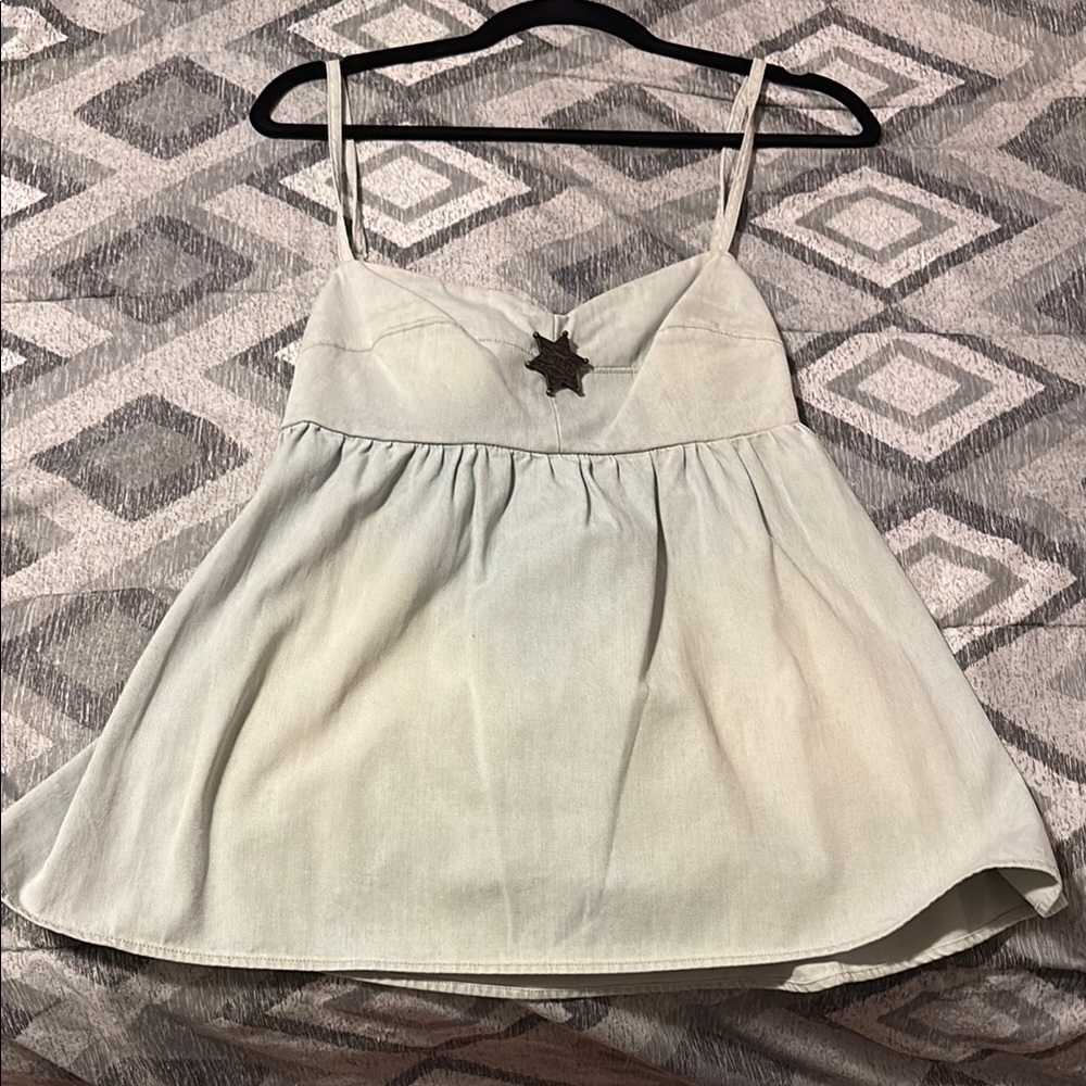 Fiorucci denim sheriff Spaghetti Strap open back Top